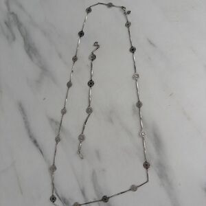 Vintage Avon Silver Tone Filigree Flower Station Chain Necklace Bracelet Set